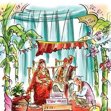 वर वधु विच विवाह संस्कार